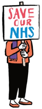 Illustration of person holding Save Our NHS poster