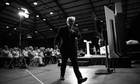 Boris Johnson leaves the stage after addressing Conservative Party members during a hustings on July 13, 2019 in Colchester, England