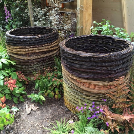 Woven compost bins in Ann-Marie Powell’s garden.