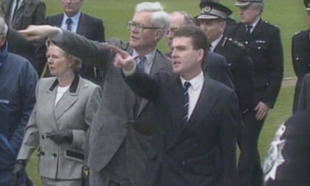 Margaret Thatcher visits the Hillsborough ground.