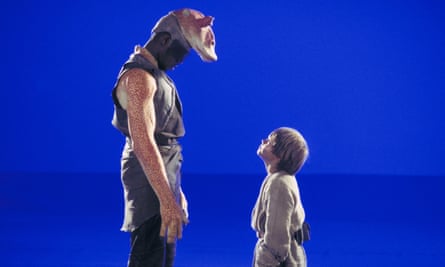 From left: Ahmed Best and Jake Lloyd shooting a scene from The Phantom Menace.