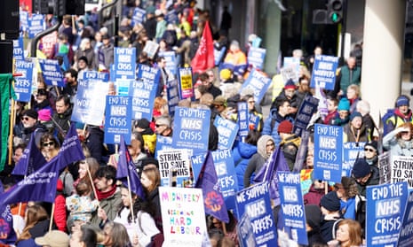 Protesters in London on Saturday show their solidarity with NHS staff.