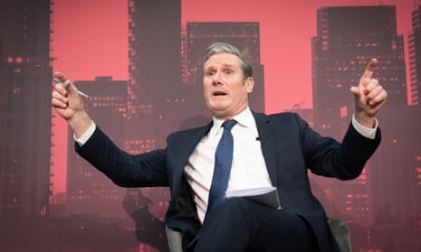 Keir Starmer speaks at the Labour business conference at Canary Wharf, London, on Thursday.
