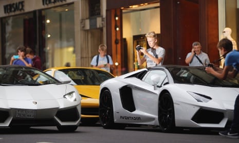 Lamborghinis like these are among luxury sports cars targeted by international thieves.