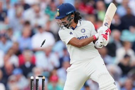 Opener KL Rahul was bowled by Chris Woakes as England had India in trouble yesterday.