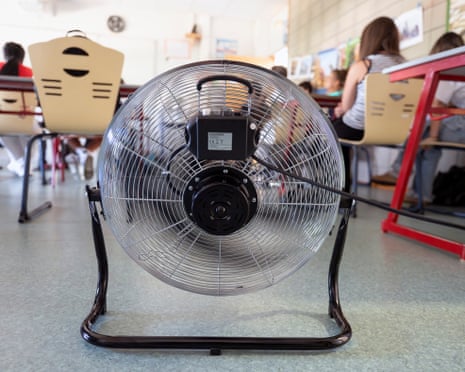 A large fan in a classroom