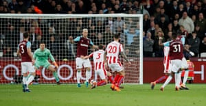 Marko Arnautovic attempts to back heel Fernandes’ shot.