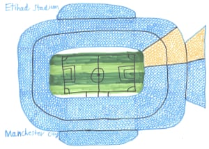 The Etihad Stadium / Manchester City stadium drawing by Niall Guite.