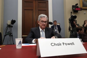 Fed Chair Jerome Powell takes his seat to testify to the House Budget Committee.