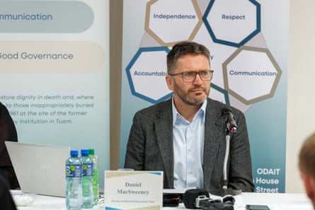 Daniel MacSweeney at a press conference on the eve of the excavation.