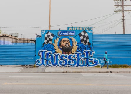 A Nipsey Hussle mural across from the Marathon Clothing Store on Thursday.