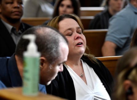 Kyle Rittenhouse’s mother, Wendy Rittenhouse, reacts with relief as her son is found not guilty on Friday.