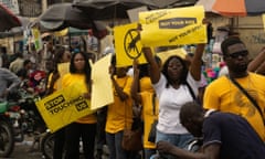 Protesters at Yaba market in Lagos, Nigeria