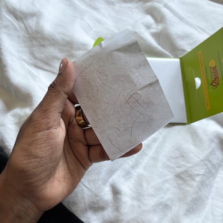 A LintZapper Portable Disposable Sheets after removing cat hair