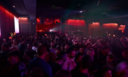 Crowded dancefloor at Manchester Bar, Barcelona, Spain.