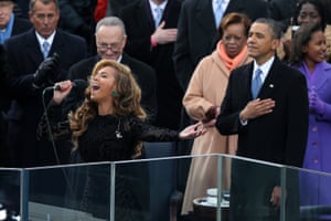 Beyonce performs the national anthem at President Barack Obama's inauguration in 2013.