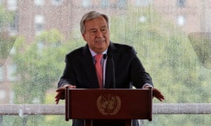 United Nations secretary-general António Guterres delivers a speech on climate change at the UN headquarters in New York, 10 Sept
