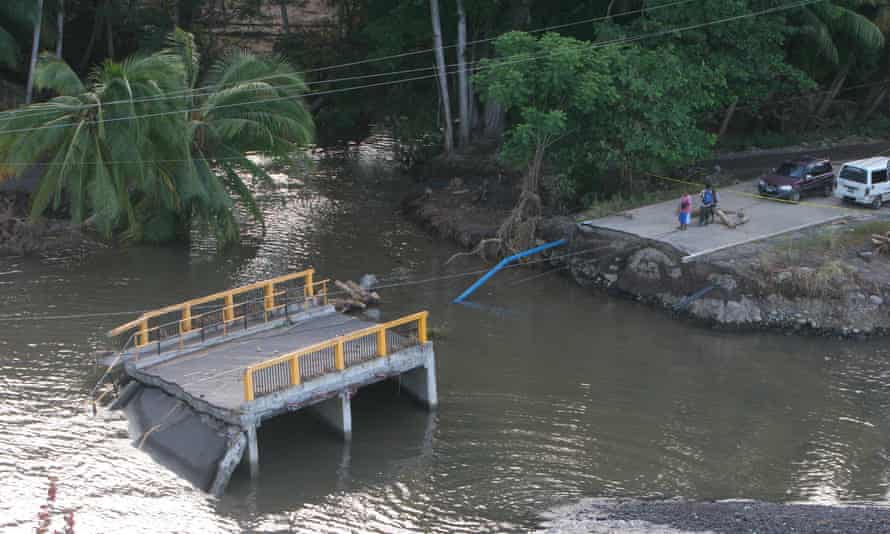 A washed-away bridge south of Coulihaut, Dominica. 