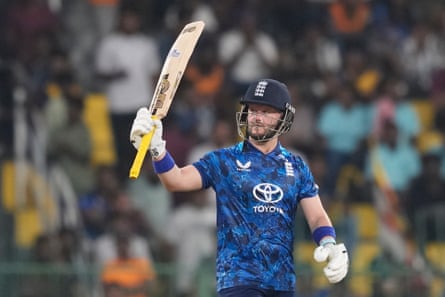 Ben Duckett celebrates his fifty against Sri Lanka