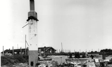 The broken remains of Sylt concentration camp destroyed by the fleeing Nazis in 1945.