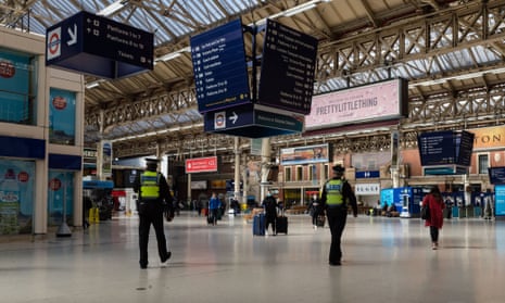 Police officers at Victoria station in central London