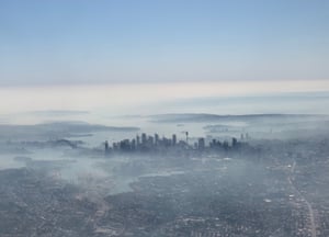 A thick blanket of smoke from bushfires hangs over Sydney, Australia