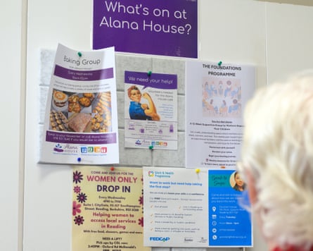 Posters on a board at Alana House.