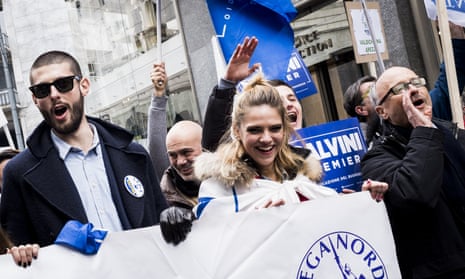 Supporters of the Italian far right party Lega Nord in Milan, 2018