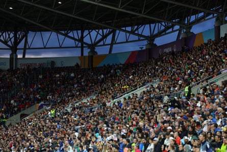 The crowd in the Stade de Geneve for Portugal v Italy