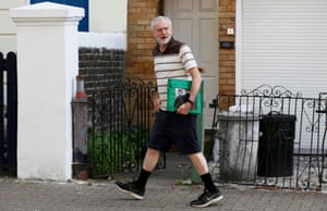 Jeremy Corbyn leaves his home in north London.