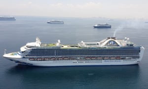 An aerial shot of the Ruby Princess anchored at Manila Bay on Thursday. The cruise ship has been at the heart of Australia’s biggest coronavirus cluster.