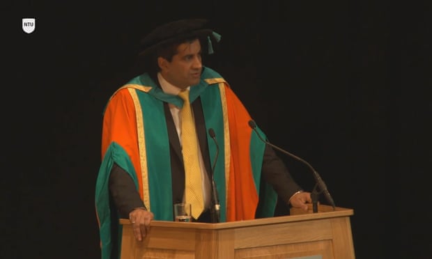 Ranjit Singh Boparan collecting his honorary degree as he was praised for food safety.
