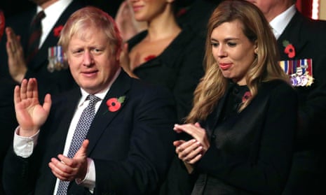 Prime minister Boris Johnson and his partner Carrie Symonds at the annual Royal British Legion festival of remembrance at the Royal Albert Hall in London.