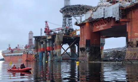 Greenpeace activists board an oil rig in a fjord off the west coast of Norway last year