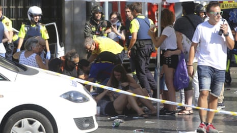 Aftermath of Barcelona van attack – video 