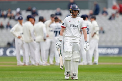 George Balderson after being dismissed for Lancs