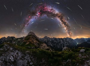 Perseid meteor shower on Mangart saddle – Julian Alps, Slovenia