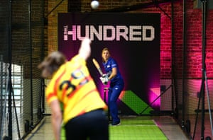 Heather Knight, of London Spirit, faces a delivery at The Hundred launch in October 2019.