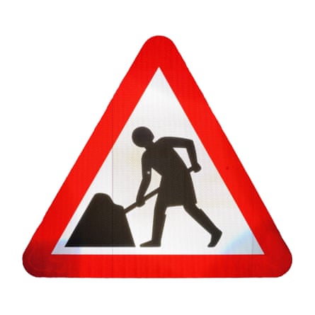 Margaret Calvert – Roadworks (Woman at Work) £500.00 2023 Retroreflective Material Road Sign Open Edition 75 x 85cm From Liminal Gallery