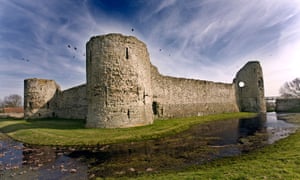Pevensey Castle ruins, East Sussex, England.