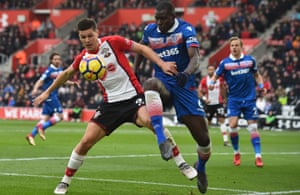 Guido Carrillo, left, in action here against Stoke, has failed to score since his club-record £19m arrival in January.