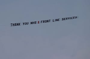 A banner thanking the NHS in Liverpool, England