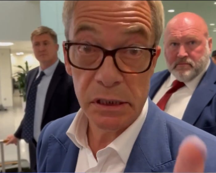 Nigel Farage confronts Sky News reporter after question over finances – video