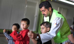 Taekwondo academy in Zaatari refugee camp, Jordan