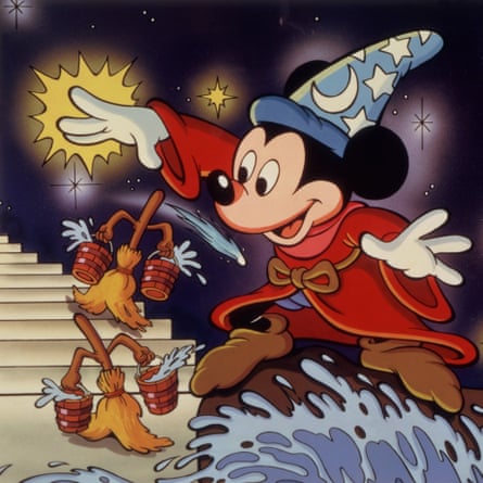 Mickey Mouse with bucket-carrying mops