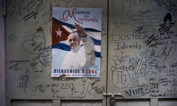 A poster of Pope Francis in Havana.