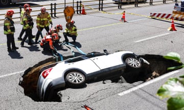 A sinkhole on a road in Seoul