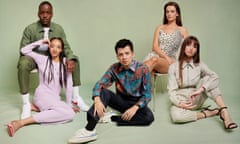 The cast of Sex Education, from left: Ncuti Gatwa, Patricia Allison, Asa Butterfield, Emma Mackey, Mimi Keene