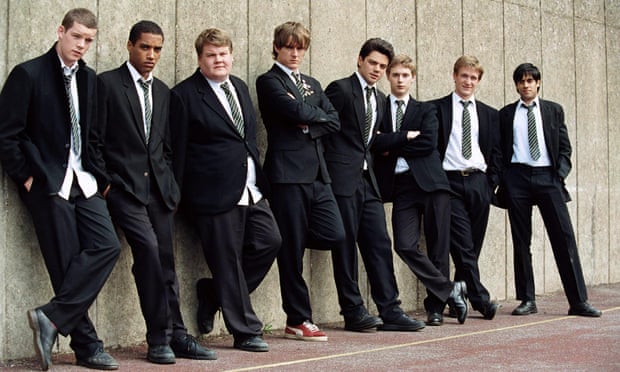 Barnett, third from right, with the cast of Nicholas Hinter's adaptation of The Story Boys.