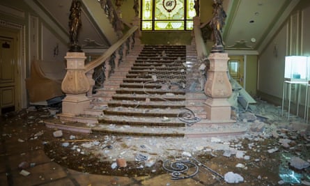 A damaged staircase in the Hotel Bristol